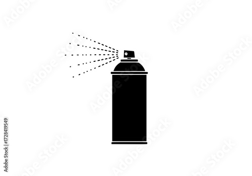 Vector art of black spray paint can icon with spray action