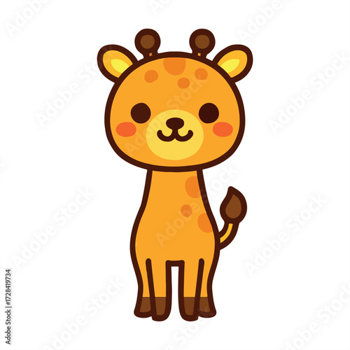 A fun illustration of cute baby Giraffe animal characters  in the wildlife jungle is a vector cartoon drawing perfect for zoo or safari themes or children book design.