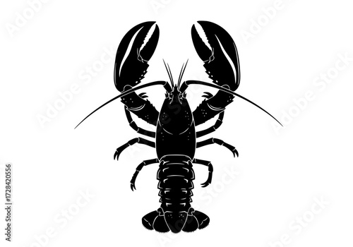 Vector art of black and white lobster silhouette