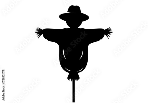 Vector art of silhouette of scarecrow standing upright