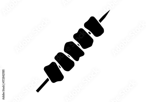 Vector art of grilled meat skewer with five pieces on stick