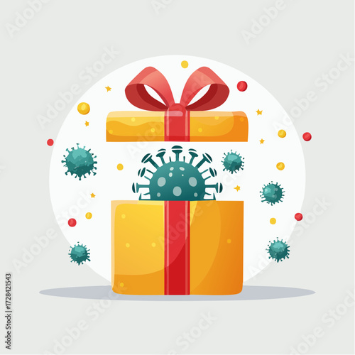 Presenting an unsafe gift box with a dangerous virus inside for someone