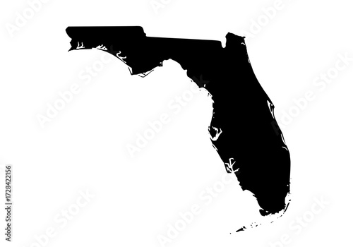 Vector art of black silhouette map of florida state