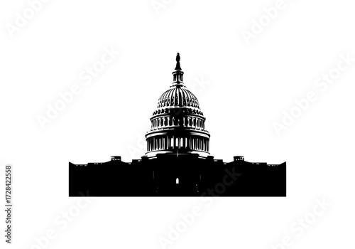 Vector art of silhouette of united states capitol building