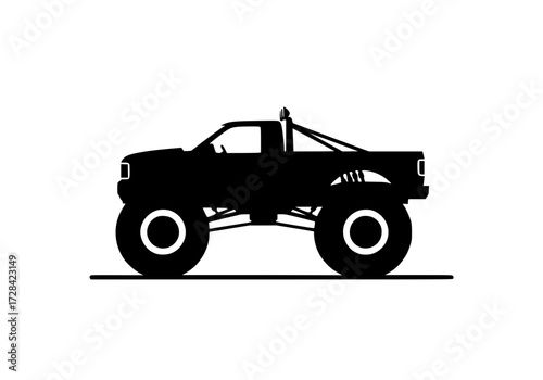 Vector art of black silhouette of offroad monster truck