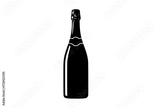 Vector art of elegant champagne bottle silhouette