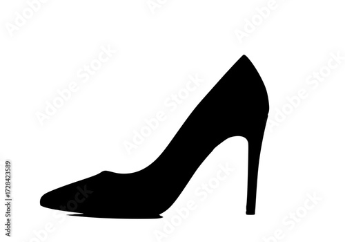Vector art of elegant black high heel stiletto shoe with pointed toe