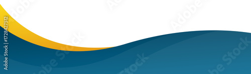Blue and Yellow Wavy Banner. Curved header and footer.
