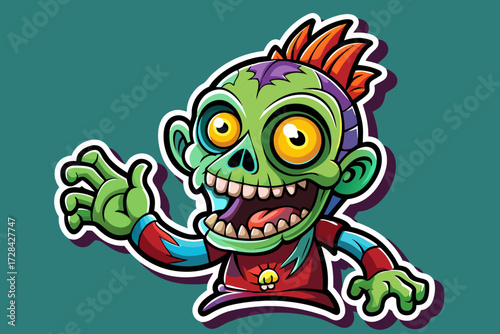 Fun cartoon zombie hand sticker vector illustration scalable graphic for halloween and horror themes