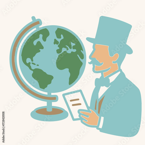 Phileas Fogg Wager Day Travel and Globe Icons