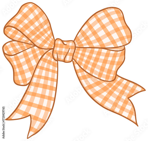 Orange gingham ribbon bow