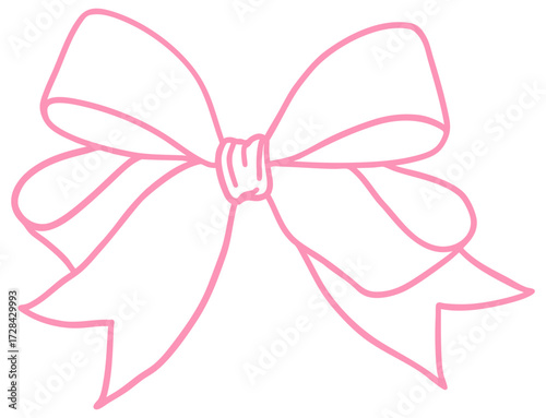 Outline pink ribbon bow