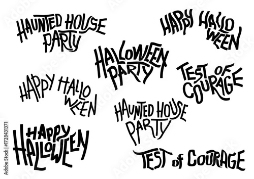 Halloween lettering set in blue-purple on black