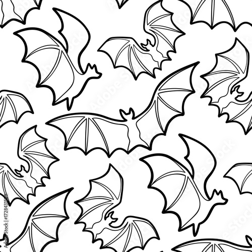 Vector seamless pattern of lying bats