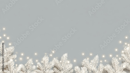 Minimal frosted pine with warm fairy lights
