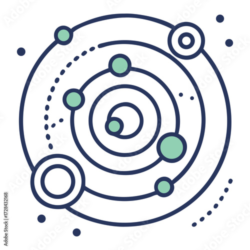 Orbiting Celestial Bodies: An illustration of a mesmerizing cosmos, with swirling orbital paths and orbiting celestial bodies, sparking curiosity about the wonders of space.