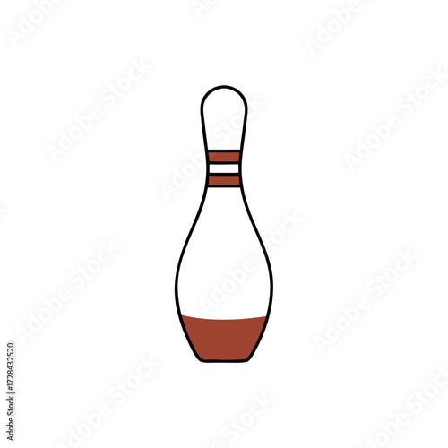 Bowling pin illustration in natural colors isolated on white background