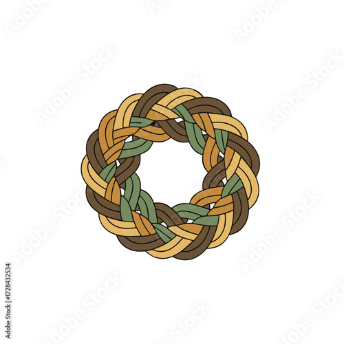 Braids hairstyle illustration in natural colors isolated on white background