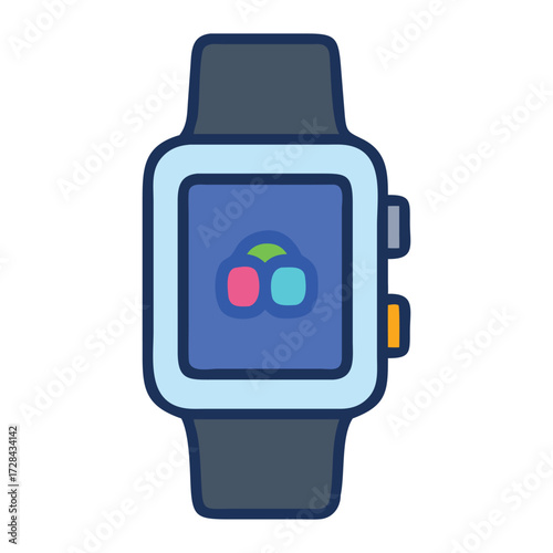 Smartwatch Interface: A sleek smartwatch interface with a colorful icon on display, epitomizing modern wearable technology and connectivity.