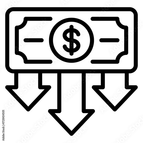 Currency Decline  Icon Element For Design