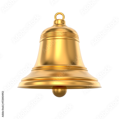 Golden bell on white backgr...