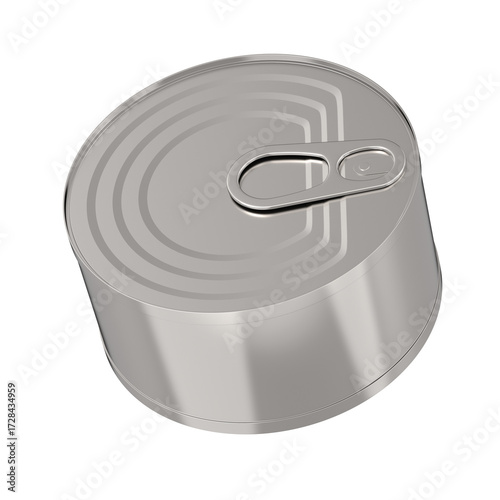 Glossy metallic tin can on ...