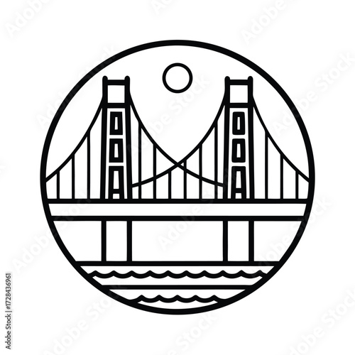 Golden Gate Bridge Outline Icon Design