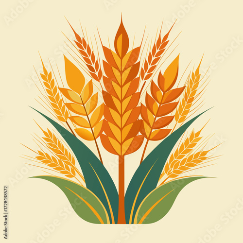 Vintage botanical illustration of wheat stalks vector graphics scalable eps icon for agriculture and harvest design