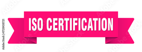 iso certification ribbon isolated on transparent background. iso certification ribbon