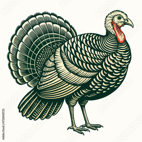 Vintage line art wild turkey standing detailed scalable vector illustration for design projects