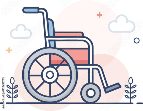 Wheelchair illustration for accessibility and healthcare