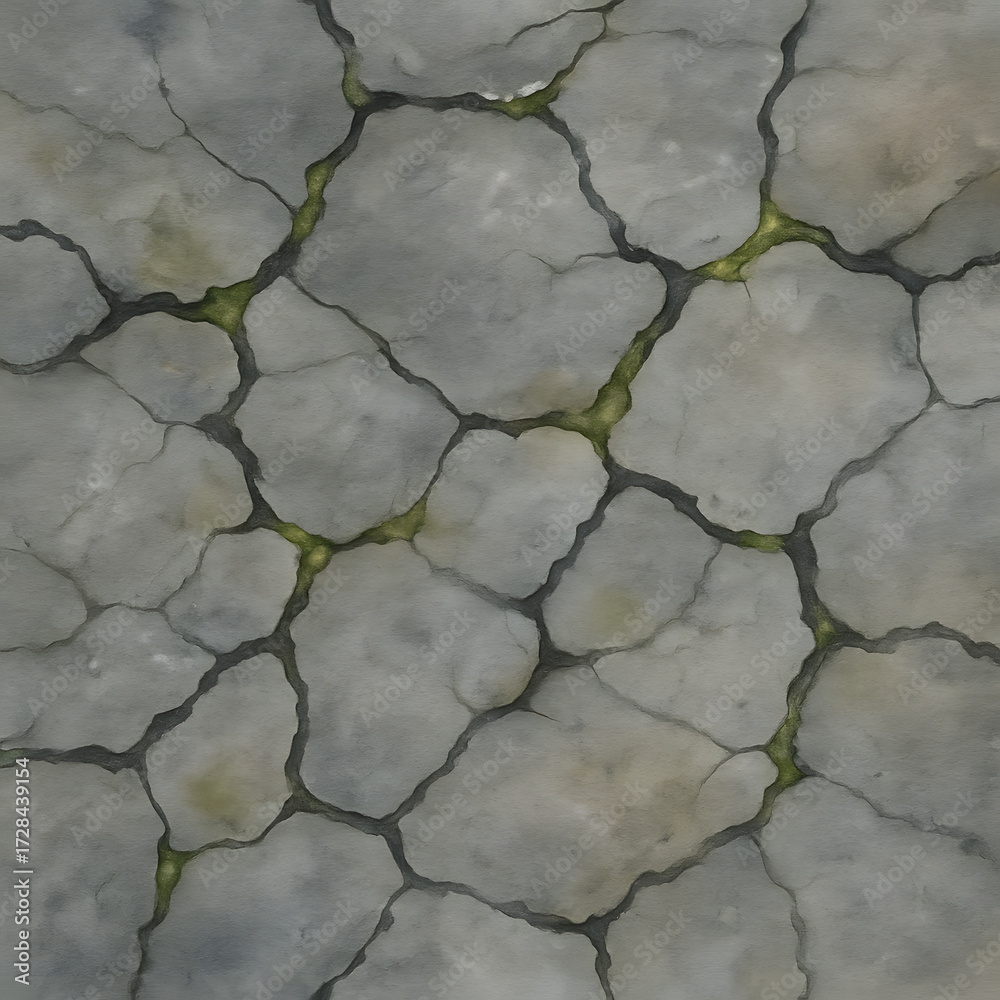 Fototapeta premium Cracked Stone Surface with Moss Texture