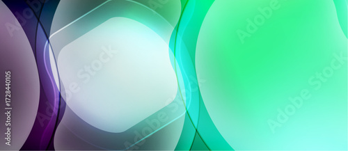 Abstract colorful shapes overlap. Gradient hues blend, creating soft visual effect. Modern design, smooth transitions dominate composition.
