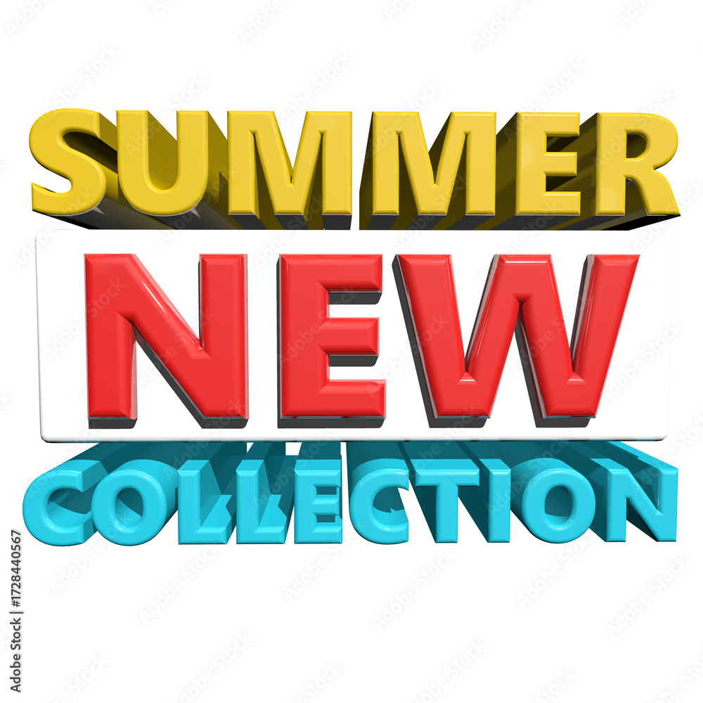 Fototapeta premium Bright 3d text announcing summer new collection