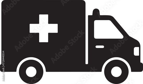 Black ambulance icon medical emergency