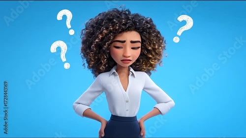 Animated woman thinking