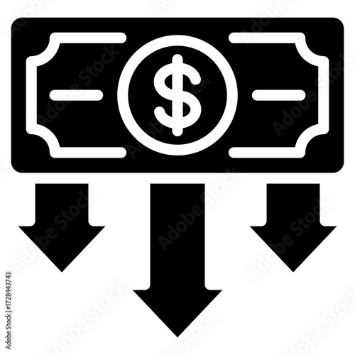 Currency Decline  Icon Element For Design
