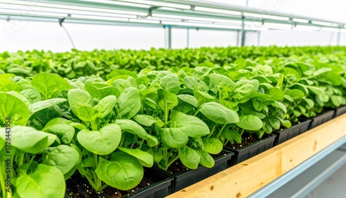 Indoor spinach harvest, hydroponic grow light system