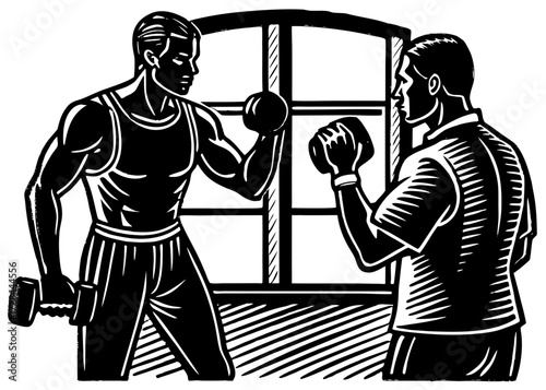 Gym Trainer Coaching Silhouette, Sports and Fitness SVG, PNG