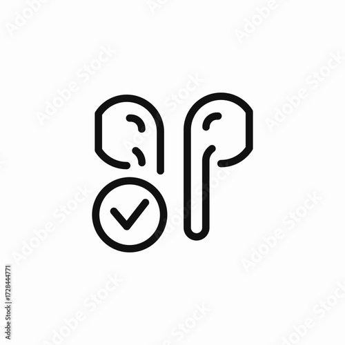 approved earbuds check icon sign vector