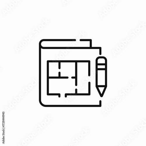 blueprint drawing house plan icon sign vector