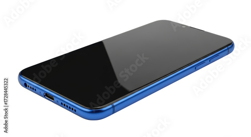 Isolated Blue Mobile Phone, Cellphone, Smart Device on Table, Ready for Technology Concept