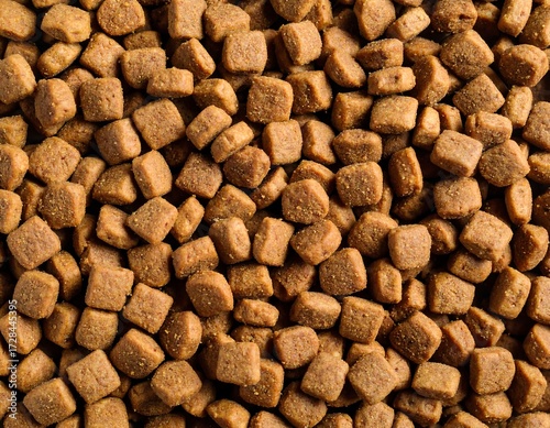 Close-up view of dog food kibble