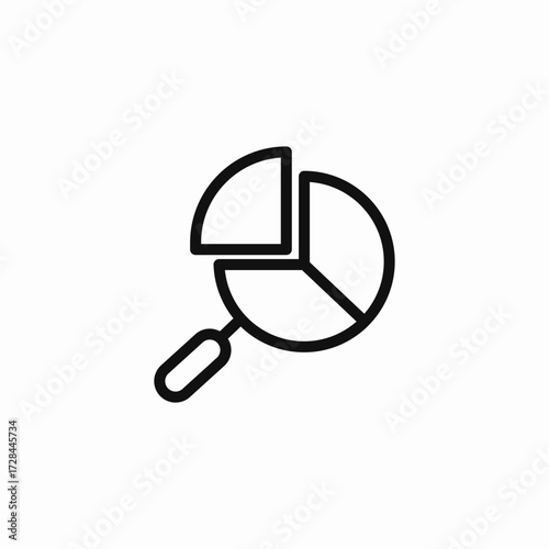 magnifying glass pie chart icon sign vector