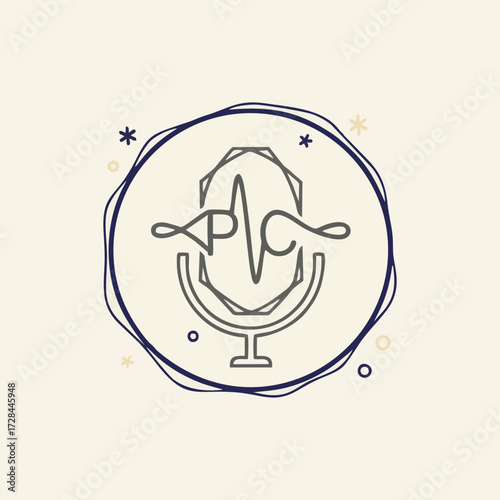 Hand drawn podcast sketch vector art microphone illustration minimal modern flat design creative concept for broadcasting storytelling influencer content and lifestyle entertainment visual brand