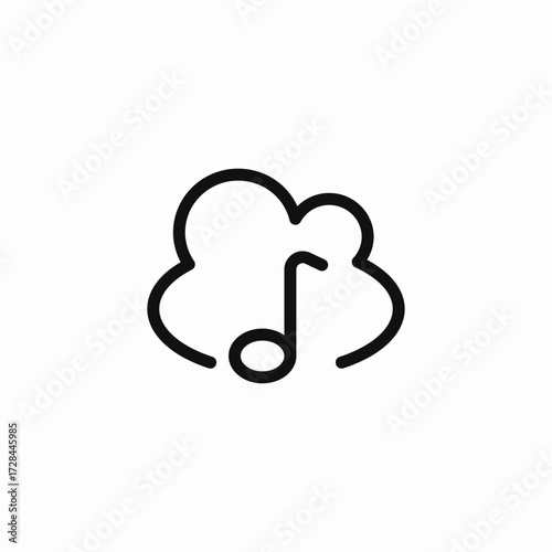 musical note cloud icon sign vector