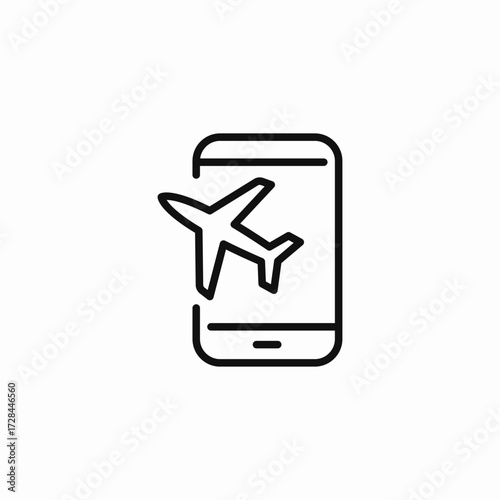plane on phone icon sign vector