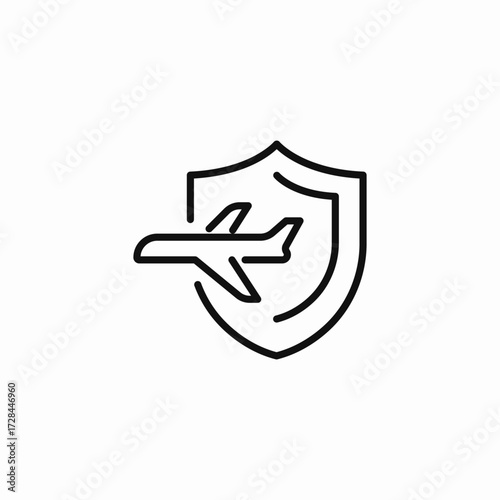 shield with plane icon sign vector