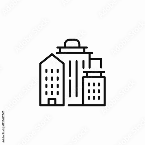 urban buildings skyscrapers icon sign vector