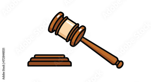 A wooden gavel rests next to a wooden sounding block, symbolizing justice and legal proceedings.